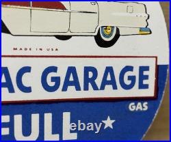 Vintage Pontiac Service Porcelain Sign Dealership Gas Station Motor Oil Garage