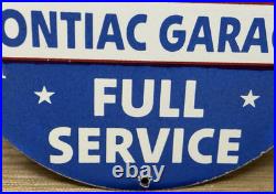 Vintage Pontiac Service Porcelain Sign Dealership Gas Station Motor Oil Garage