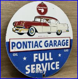 Vintage Pontiac Service Porcelain Sign Dealership Gas Station Motor Oil Garage