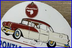 Vintage Pontiac Service Porcelain Sign Dealership Gas Station Motor Oil Garage