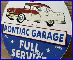 Vintage Pontiac Service Porcelain Sign Dealership Gas Station Motor Oil Garage