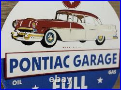 Vintage Pontiac Service Porcelain Sign Dealership Gas Station Motor Oil Garage