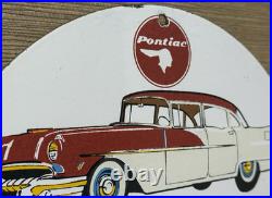 Vintage Pontiac Service Porcelain Sign Dealership Gas Station Motor Oil Garage