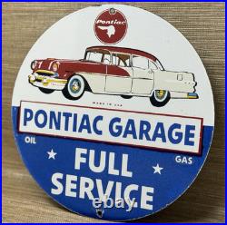 Vintage Pontiac Service Porcelain Sign Dealership Gas Station Motor Oil Garage