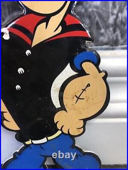 Vintage Popeye Sailor Porcelain Sign Motor Oil Soda Pop Gas Oil Disney Pump