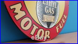 Vintage Porcelain Bearcat Motor Oil Gasoline Service Station Pump Plate Sign