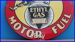 Vintage Porcelain Bearcat Motor Oil Gasoline Service Station Pump Plate Sign