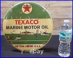 Vintage Porcelain Enamel Sign Texaco Marine Motor Oil