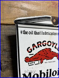 Vintage Porcelain Mobil Sign Gargoyle Motor Oil Gas Petroleum Can Service Dealer Vintage Porcelain Mobil Sign Gargoyle Motor Oil Gas Petroleum Can Service Dealer
