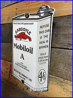 Vintage Porcelain Mobil Sign Gargoyle Motor Oil Gas Petroleum Can Service Dealer Vintage Porcelain Mobil Sign Gargoyle Motor Oil Gas Petroleum Can Service Dealer