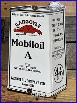 Vintage Porcelain Mobil Sign Gargoyle Motor Oil Gas Petroleum Can Service Dealer Vintage Porcelain Mobil Sign Gargoyle Motor Oil Gas Petroleum Can Service Dealer