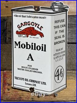 Vintage Porcelain Mobil Sign Gargoyle Motor Oil Gas Petroleum Can Service Dealer Vintage Porcelain Mobil Sign Gargoyle Motor Oil Gas Petroleum Can Service Dealer