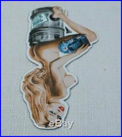 Vintage Porcelain Sign Gas Motor Oil Service Station Rare Pump Pin Up Girl Rare