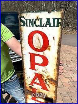 Vintage Porcelain Sinclair Opaline Motor Oil Gasoline Vertical Sign