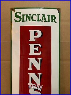 Vintage Porcelain Sinclair Pennsylvania Sign Gasoline Motor Oil Pump Dino Gas