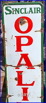 Vintage Porcelain Vertical Sinclair Opaline Motor Oil Gas Gasoline Sign 60x15