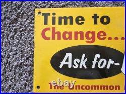 Vintage Porcelain Wolf's Head Motor Oil Porcelain Metal Sign Size 12 X 7