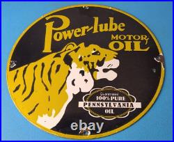 Vintage Power Lube Gasoline Sign Tiger Motor Oil Gas Porcelain Sign Vintage Power Lube Gasoline Sign Tiger Motor Oil Gas Porcelain Sign