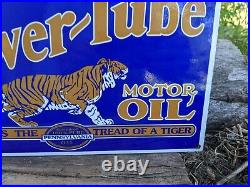 Vintage Power Lube Motor Oil Porcelain Gas Station Pump Sign! 12 X 8