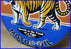 Vintage Power Lube Motor Oil Porcelain Sign Tiger Gas Station Pump Plate Service