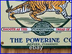 Vintage Power Lube Porcelain Sign Powerline Tiger Gas Signage Motor Oil Quaker