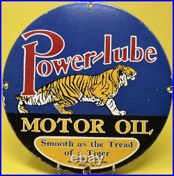 Vintage Power-lube Gasoline Porcelain Sign Gas Station Pump Plate Motor Oil