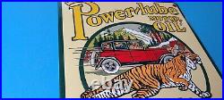 Vintage Power-lube Motor Oil Porcelain Service Station Gasoline Pump Plate Sign