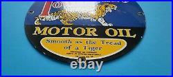Vintage Power-lube Motor Oil Porcelain Tiger Gas Service Station Pump Plate Sign