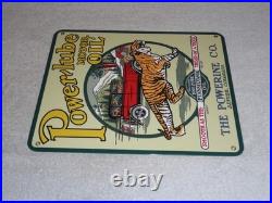 Vintage Power-lube Motor Oil Tiger 12 Porcelain Metal Gasoline Sign Powerine Co Vintage Power-lube Motor Oil Tiger 12 Porcelain Metal Gasoline Sign Powerine Co