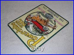Vintage Power-lube Motor Oil Tiger 12 Porcelain Metal Gasoline Sign Powerine Co Vintage Power-lube Motor Oil Tiger 12 Porcelain Metal Gasoline Sign Powerine Co