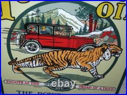 Vintage Power-lube Motor Oil Tiger 12 Porcelain Metal Gasoline Sign Powerine Co