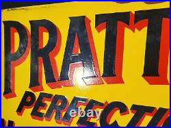 Vintage Pratt Porcelain Sign Old Motor Oil Service Center Flange Gas Advertising