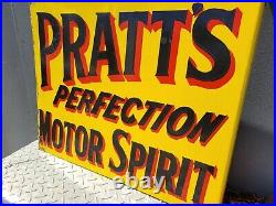 Vintage Pratt Porcelain Sign Old Motor Oil Service Center Flange Gas Advertising