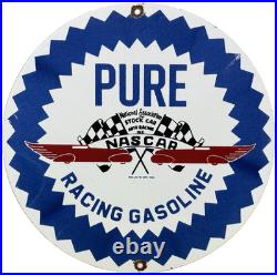 Vintage Pure Gasoline Porcelain Sign Gas Station Pump Plate Motor Oil Service