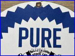 Vintage Pure Gasoline Porcelain Sign Gas Station Pump Plate Motor Oil Service