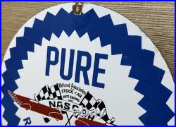 Vintage Pure Gasoline Porcelain Sign Gas Station Pump Plate Motor Oil Service