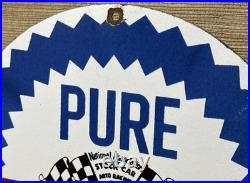 Vintage Pure Gasoline Porcelain Sign Gas Station Pump Plate Motor Oil Service