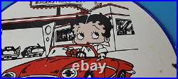 Vintage Pure Motor Oil Porcelain Sign Betty Boop Gas Pump Plate Sign