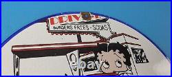 Vintage Pure Motor Oil Porcelain Sign Betty Boop Gas Pump Plate Sign