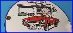 Vintage Pure Motor Oil Porcelain Sign Betty Boop Gas Pump Plate Sign