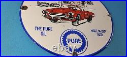 Vintage Pure Motor Oil Porcelain Sign Betty Boop Gas Pump Plate Sign