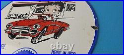 Vintage Pure Motor Oil Porcelain Sign Betty Boop Gas Pump Plate Sign