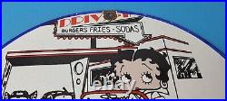 Vintage Pure Motor Oil Porcelain Sign Betty Boop Gas Pump Plate Sign