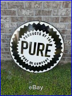 Vintage Pure Old Company Gasoline Porcelain Gas Station Motor Oil Advertise Sign