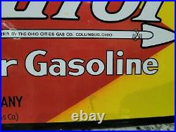 Vintage Purol Porcelain Sign Motor Gasoline Ohio Cities Gas Station Oil Garage