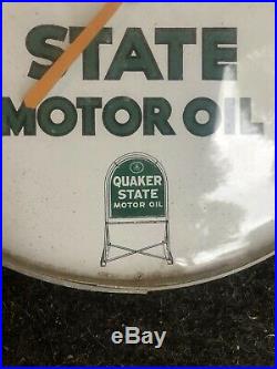 Vintage QUAKER STATE MOTOR OIL THERMOMETER Gas Station Sign Advertising Metal