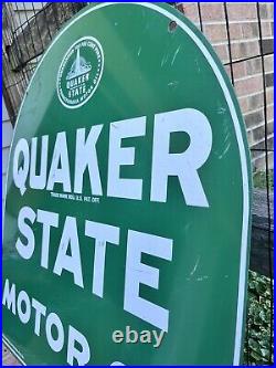 Vintage QUAKER STATE MOTOR OIL Tombstone 2-SIDED SIGN 26 x 29