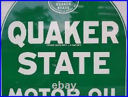 Vintage QUAKER STATE MOTOR OIL Tombstone 2-Sided Painted Sign 26-1/2 x 29 USA