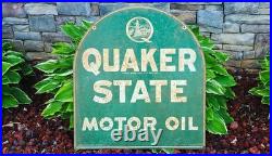 Vintage Quaker State Gas Station Tomb Stone Curb Motor Oil Gas Sign January 1980