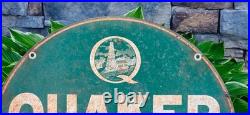 Vintage Quaker State Gas Station Tomb Stone Curb Motor Oil Gas Sign January 1980